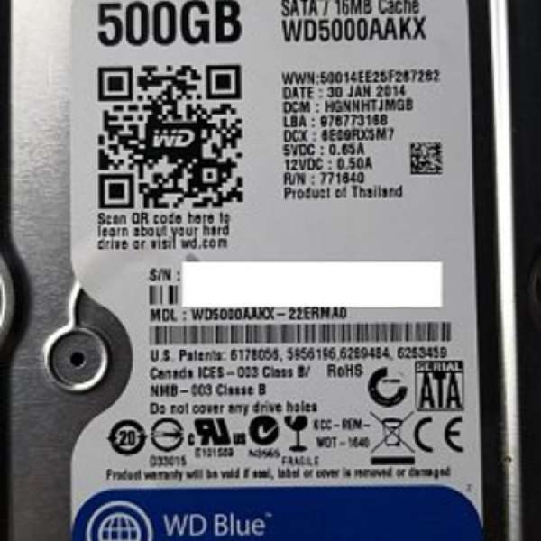 WD 3.5" 500GB 16MB 7200RPM SATA Harddisk Drive