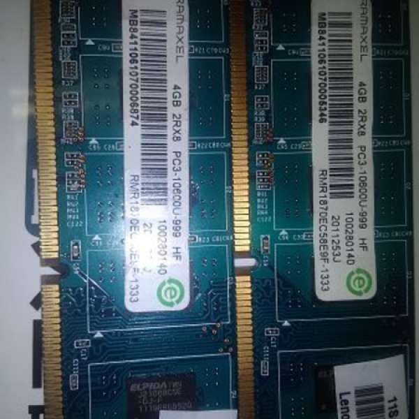 2條 ramaxel  4GB x2 8GB 8G DDR3-1333MHz Desktop ram PC3-10600 保3天