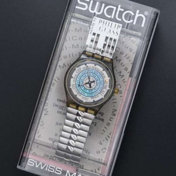 (中古) Swatch Musicall SALSA (SLM104) 音樂鬧鐘型鋼帶手錶 – Philip Glass (瑞...