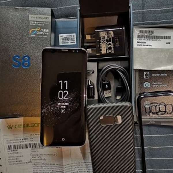 Samsung galaxy S8 大行貨 4+64G 紫灰色 有單過保 全新配件，無耳機 100%work