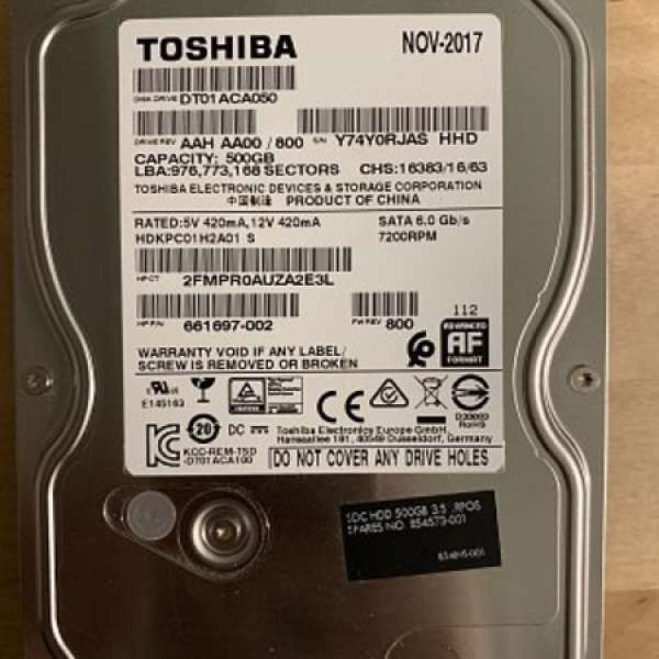 Toshiba 500G 99%NEW