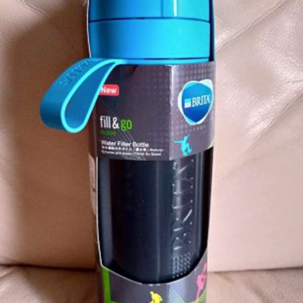 BRITA fill&go Active 運動濾水瓶0.6L藍色, 100% New