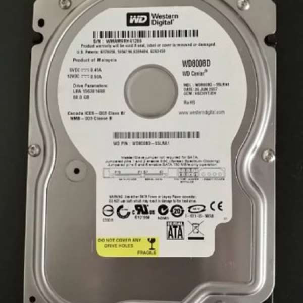 sata 3.5” Hard Disk western digital 80gb hard drive 硬碟