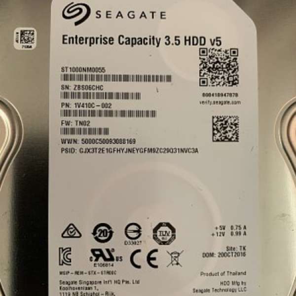 seagate st1000nm0055  1T  3.5吋 企業級