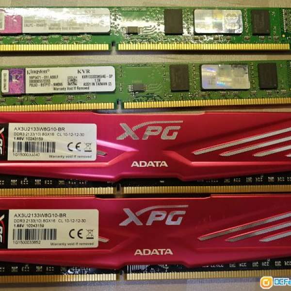 DDR3 8GB x2, 4GB x2 全部$300