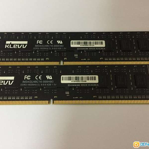 klevv ddr3 1600mhz 4gb * 2