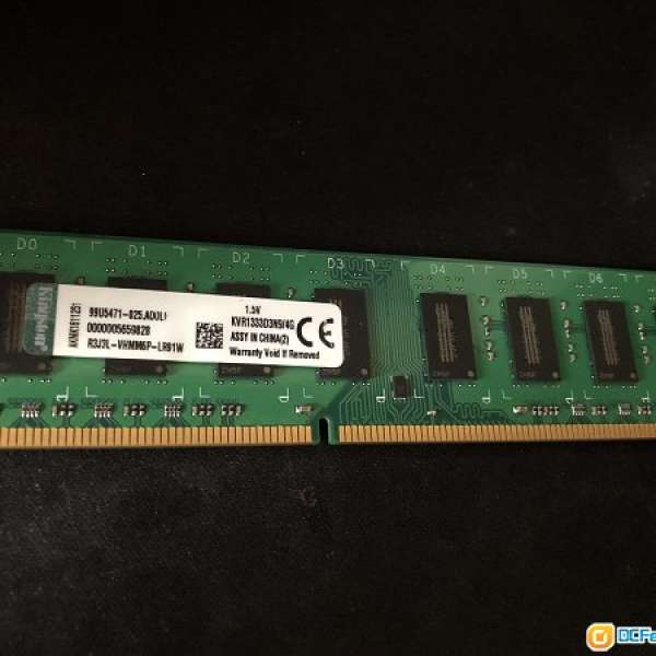 Kingston DDR3 4G 1333mhz 雙面RAM，100%WORK
