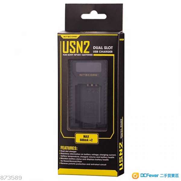 工商免運 ：NITECORE USB 雙槽攝影充電器 ( SONY NP-BX1電池適用 ) ( USN2 )