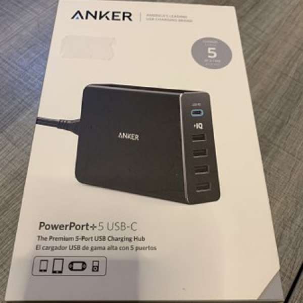 全新Anker powerport+5 USB-C PD +4usb 可充new MacBook