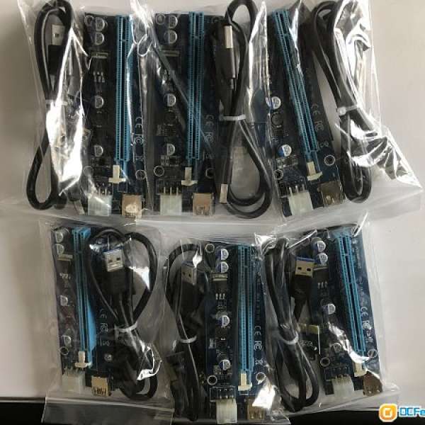 $200/6條Kolink PCI-E 1x to 16x powered riser cards mining rendering kit