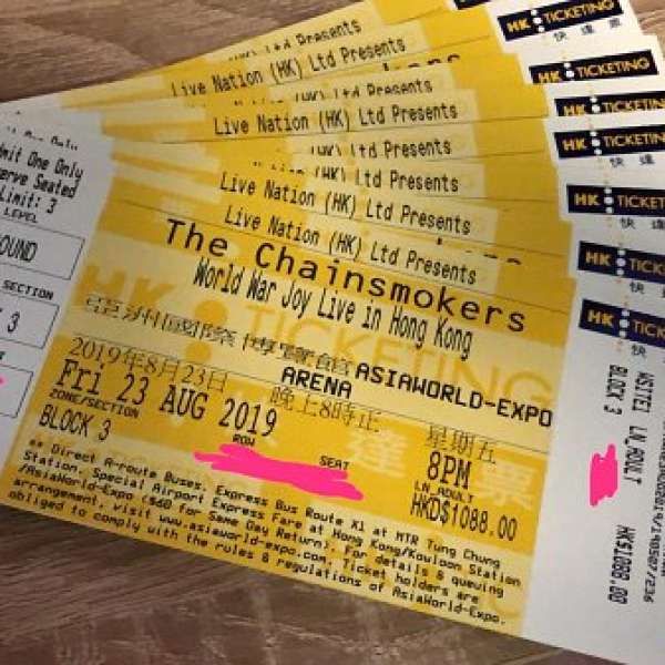 23/8 The Chainsmokers World War Joy Live in Hong Kong
