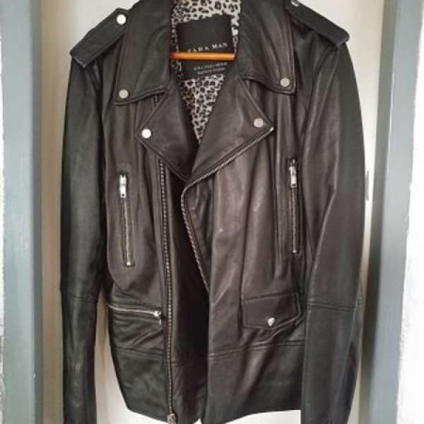 全新 Zara leather jacket biker 真皮 羊皮 皮褸