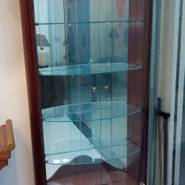 歐式典雅實木半圓玻璃飾品柜