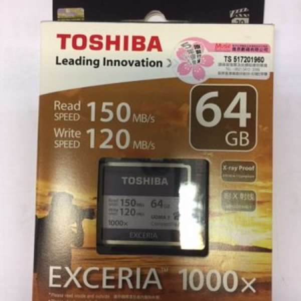 TOSHIBA 64GB CF Card CompactFlash 記憶卡 1000x R150MB/s W120MB/s