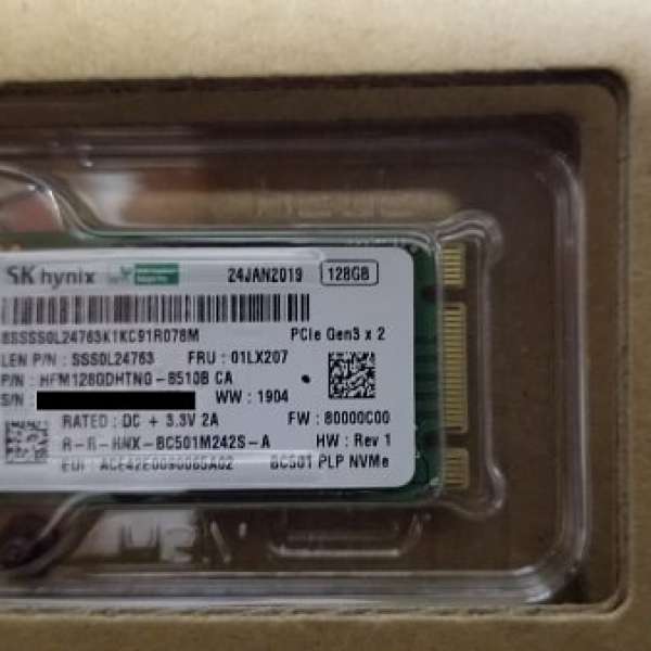 SK Hynix 128GB M.2 2242 PCIe SSD with 2280 adapter (New)