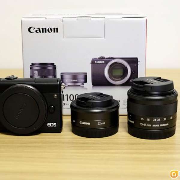 99%新Canon EOS M100連EF-M 15-45mm f/3.5-6.3 IS STM及EF-M 22mm f/2 STM鏡頭套裝