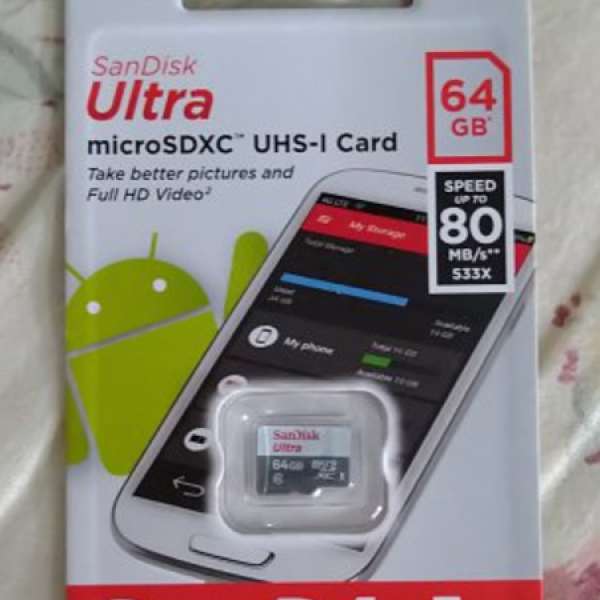 100%全新SANDISK ULTRA 64GB記憶卡一張