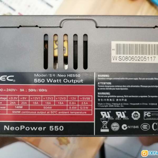 ANTEC NEO HE550 550W PSU (Power Management) 已清塵