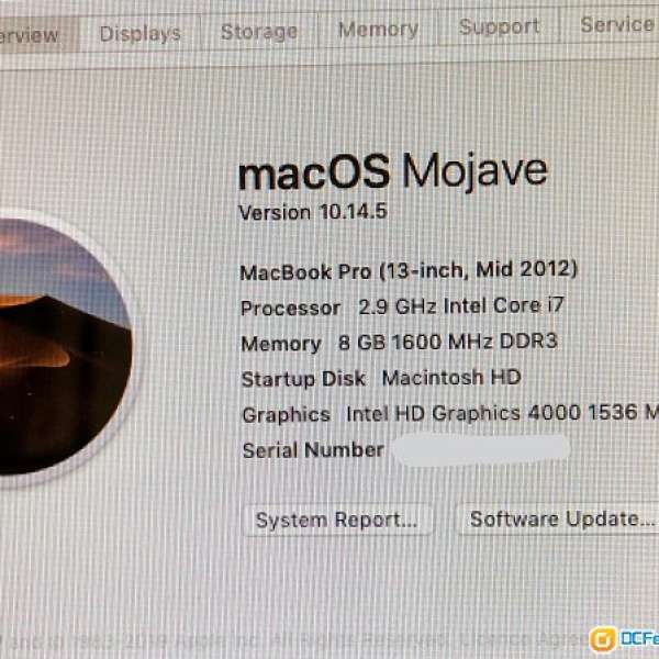 MacBook Pro 13" 2012 / 2.9 GHz Intel i7 / 95% new 全正常 跟火牛