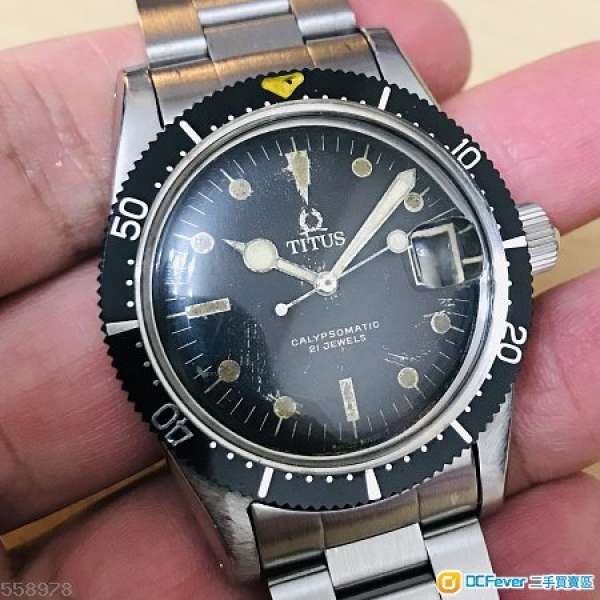 古董鐵達時金字叻架面潛水自動手錶 Titus Calypsomatic, Gilt dial