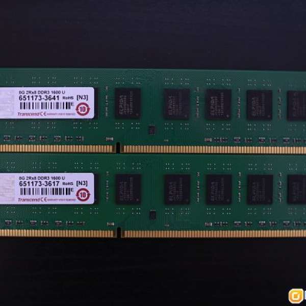 Transcend RAM DDR3 8GB 1600Mhz 2條