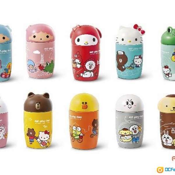 全新的 7-11 LINE FRIENDS x Sanrio characters 陶瓷杯 (包括一套十隻)