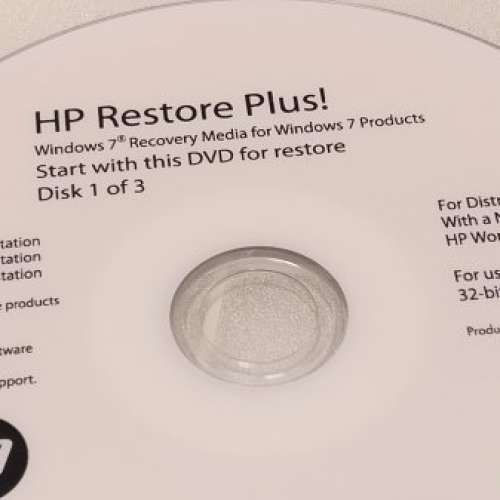 HP Z800/Z600/Z400 Workstation Factory recovery disc / 還原光碟