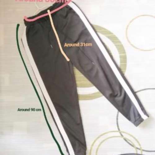 束腳白邊彈性運動褲