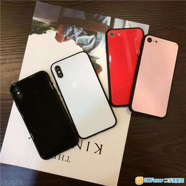 iPhone Glass Case 7/8/Plus/X/XsMas/XR簡約純色鏡面玻璃殻（送玻璃保護貼一張）