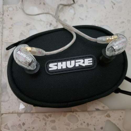 【近乎全新】Shure 215可換線入耳式耳機（透明色）
