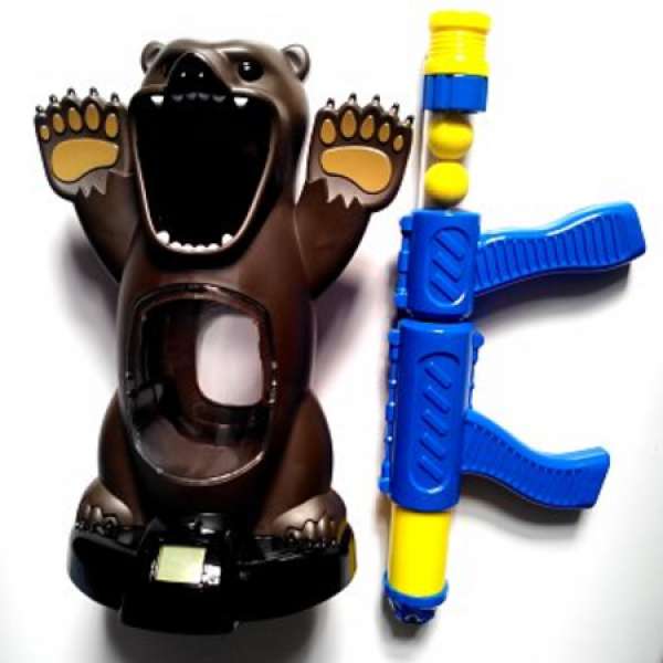饑餓熊射擊遊戲套裝（以軟波汽動槍射擊熊口中舌，得分發聲及LCD計分顕示）