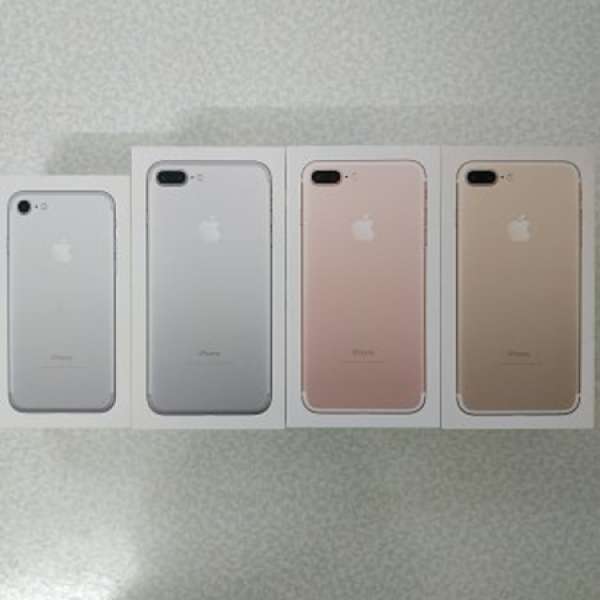 Iphone7 plus吉盒冇手机冇配件，有3種色(玫瑰金色,銀灰色,金色)。