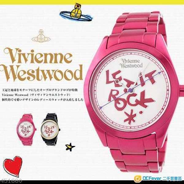 全新正品英國 Vivienne Westwood 桃紅色時尚精品腕錶 VV072SLPK