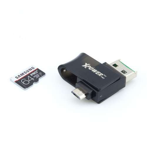 Xpower Pro 雙插頭 Micro USB + USB OTG Micro SD 讀卡器