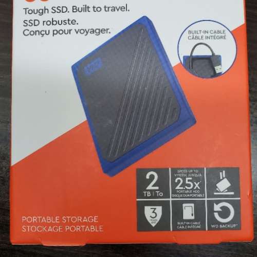 全新 WD My Passport Go 2TB USB SSD 市面唯一有防跌防撞設計之 USB SSD