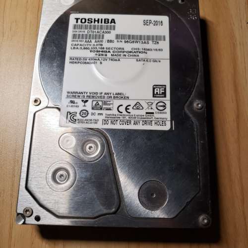 Toshiba 3TB 有壞軌