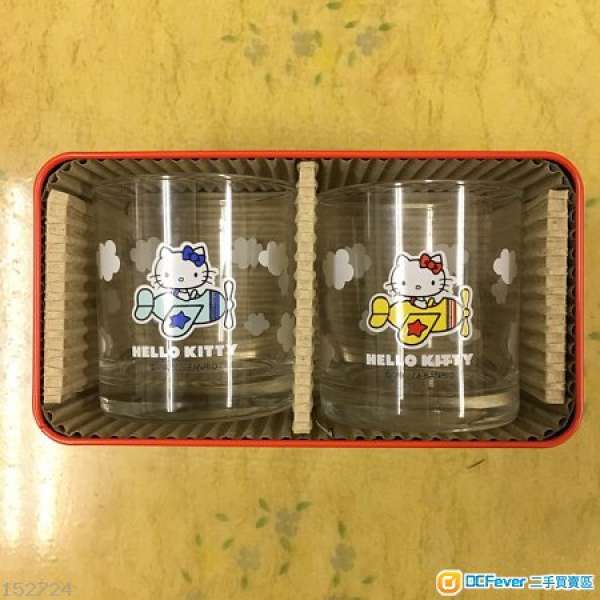 全新 2003年出品 日本製 Hello Kitty 玻璃水杯一對