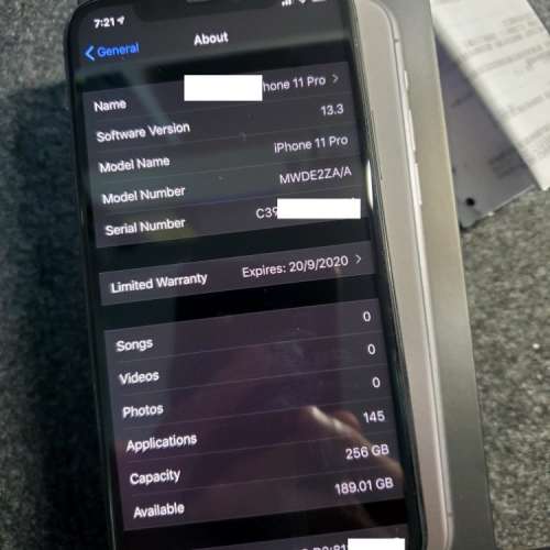 iPhone 11 Pro 256GB Space Gray  港行 太空灰 有單 Wilson