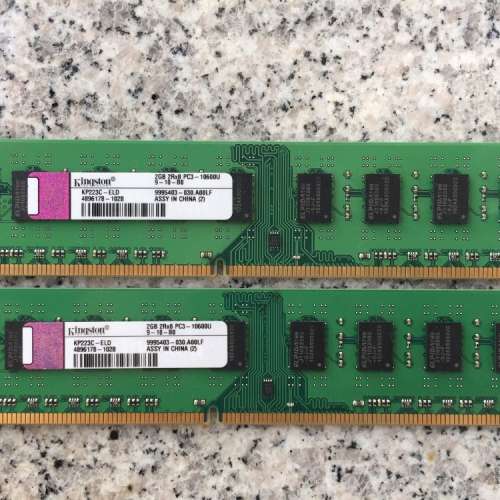 2G RAM Kingston PC3-10600U 2條