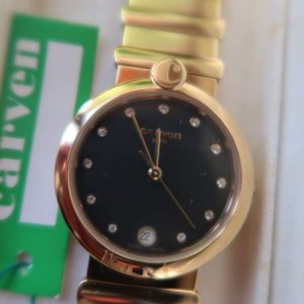 絕版正貨 收藏已久 全新卡紛 Carven Watch 男裝金鋼帶石英手錶 Quartz Watch