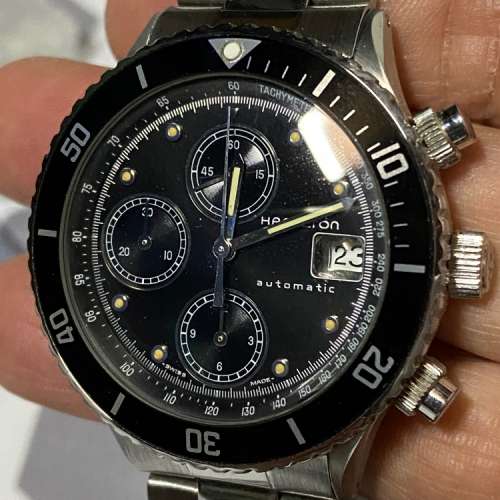 Military Hamiltion automatic chronograph dome crystal screw back Swiss made 39mm