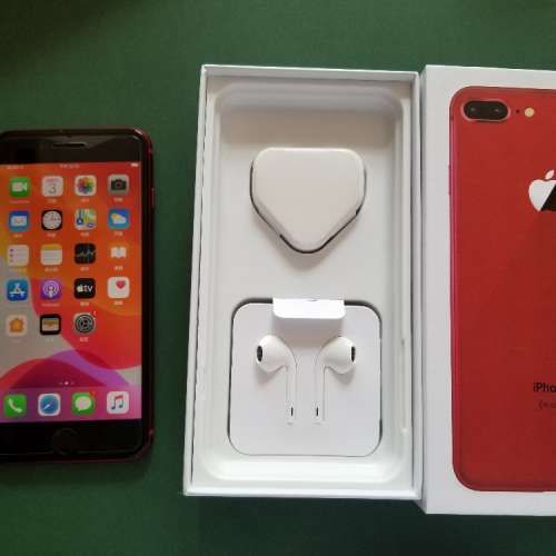 出售99% 香港行貨紅色 iphone 8 plus 256gb 。全套有盒齊配件。送玻璃貼。 電量強...