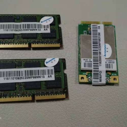 Samsung, 2GB 2Rx8 PC3 - 8500S, DDR3 RAM手提電腦內存條及WIFI接收板