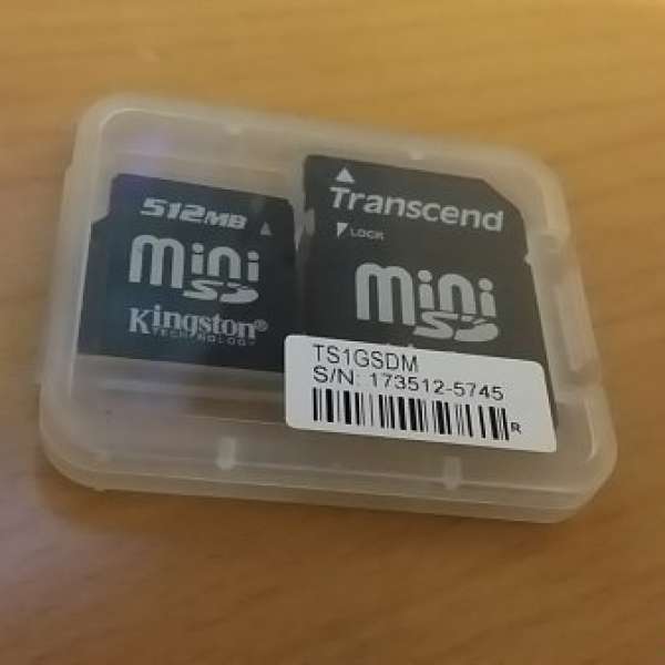 Kingston 512MB MINI SD卡 連Transcend 轉SD卡adaptor