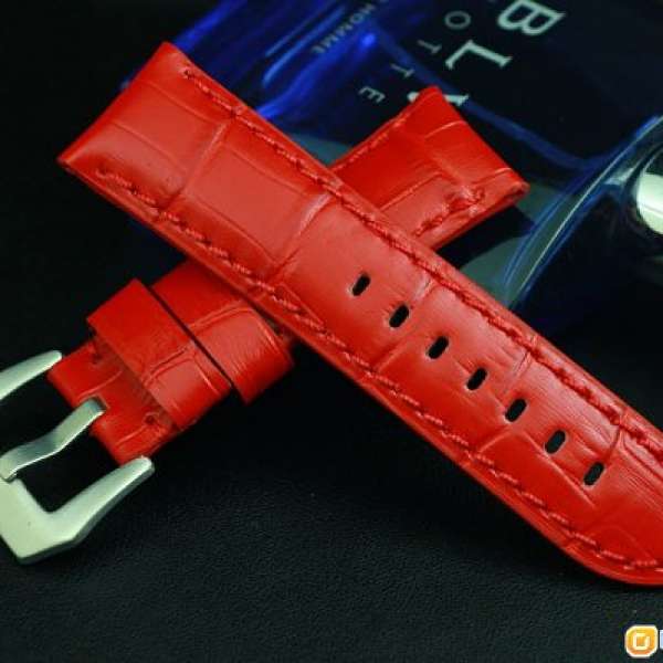 99.99%新 原裝Panerai 沛納海紅色真鱷魚皮錶帶 26/22mm
