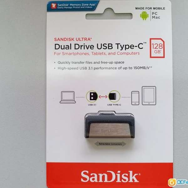 100%全新行貨有保養 SanDisk 128GB 手指 USB 3.1 + Type-C