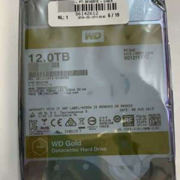 全新 WD Gold 12TB 企業級硬碟