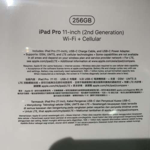 全新 2020 iPad Pro 11 inch (2nd gen) WiFi + cellular 256GB Space Grey