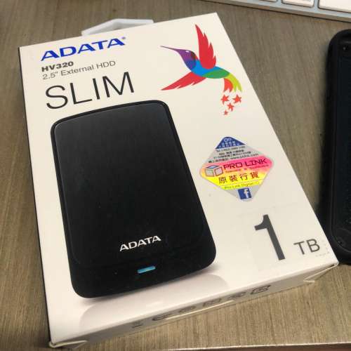 全新未開封 ADATA HV320 Ultra Slim USB 3.2 2.5" 外置硬碟 1TB