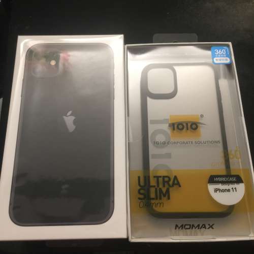 全新未開封 iPhone 11 256GB 黑色 / black 連 Momax 保護套